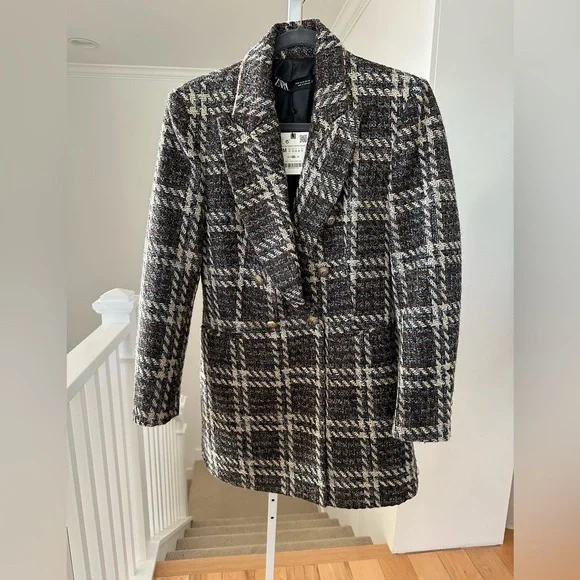 Zara Brown Plaid Coat - Picture 11 of 14